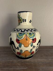 Mexican Pottery  Hand Painted Folk Art Colorful Vase - Lead Free