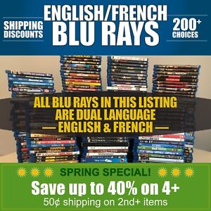 BLU RAYS (ENGLISH/FRENCH) **BUNDLE DISCOUNT, ONLY $.50 SHIPPING ON 2nd+ ITEMS**