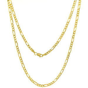 10k Solid Yellow Gold Figaro Chain Necklace 2.23mm-10.25mm Sz 16-30 Inches