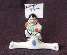 Pierrot Place Card Holder Knife Rest Clown Porcelain Figurine German VTG Antique
