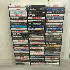 Lot Of 75 Cassette Tapes Rock Pop 70's 80's Mixed Artists Kansas Styx ZZ Top