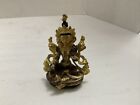 Tibetan Statue of Painted Face Green Tara Copper w/ Gold overlay