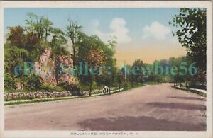 Weehawken NJ - VIEW ALONG BOULEVARD - Postcard Hudson County