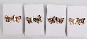 Lot 4 Gold Tone Butterfly Stud Earrings New