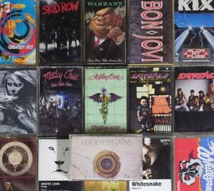 '80s Hair Metal (16) Lot Cassette Tapes: Motley Crue, Skid Row, *NEW-White LION
