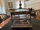 Vintage Wooden and Wire Bird Cage with Two Artificial Birds