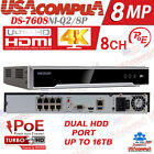 Hikvision 8CH NVR 8 CHANNEL POE 8MP 4K  H.265 DS-7608NI-Q2/8P 4K-UHD 2-SATA PORT