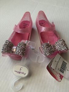 New Toddler Girl’s Stepping Stones Mary Jane Pink Glitter Bow Jelly Shoes Size 5