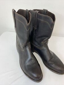 Men’s Frye Engineer Biker Boots, Size 12 Brown Leather Buckle Pull Up 87550
