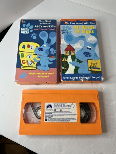 New ListingBlues Clues VHS Tapes Lot of 3 ABC’s &1,2,3 All Kinds Of Signs Stop, Look Listen
