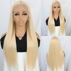 Women Long Straight Synthetic Lace Front Wigs Heat Resistant Blonde Wig Natural