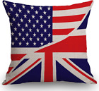 USA American Flag and The Union Jack British Flag Throw Pillow Cover Farmhouse C