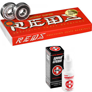 Bones Super Reds Skateboard Bearings with Speed Cream