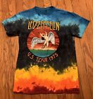 Led Zeppelin Tie Dye Shirt Mens Size S Large U.S Tour 1975 Short Sleeve Graphic