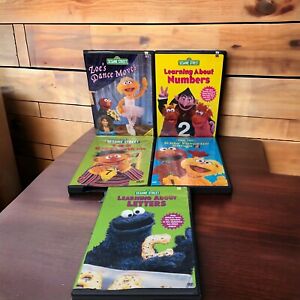 Sesame Street DVD Lot Of 5 Dancing/Singing/counting And Letters