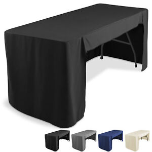 6' Fitted Tablecloth Cover with Open Back for Trade Show/Banquet/DJ Table