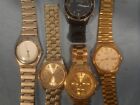 LOT OF 5 Mixed Brand Watches Parts/Repair SEIKO, GENEVA, MFDAL JAPAN, + UNTESTED