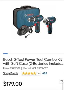 Bosch 12V Cordless Drill & Impact Driver Set with 3 Batteries (2 new ones )