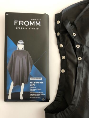 Fromm Black Chemical+Bleach+Water Repellent Cloth Snap Cape*Heavy-Duty*45” x 60”