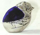 Pin Cushion with chick head. Pincushion with blue pad-silver plated. practical