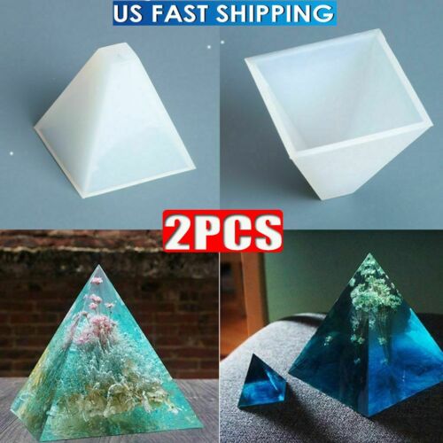 2X Pyramid Silicone Mold Resin Jewelry Making Mould Epoxy Pendant Craft DIY Tool
