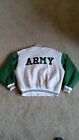 Vintage USA Made Army Green Gray Varsity Letterman Jacket Campus College Men L