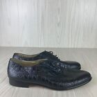 Johnston & Murphy Cellini Shoes Mens Black Leather Croc Print Loafers Size 12