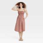 Women's Midi Smoked Sundress - A New Day Brown Striped S