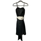 Womens Satin Coquette Dress Knee Length Convertable to Strapless Sash Dress