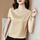 Women's Silk Shirt Loose Short-Sleeved T-shirt Mulberry Silk Top Pullover Blouse