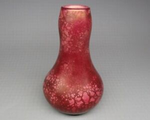 Roseville Pauleo vase red gourd shape , luster finish vintage art pottery (2288)