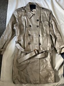 Vintage Terry Lewis Gold Leather Trench Coat