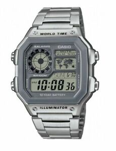 Casio AE1200WHD-7AV, Chronograph Watch, Illuminator, 5 Alarms, World Time, NEW