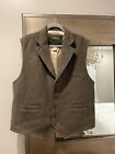 Signature ORVIS 100% Wool Herringbone Tweed Mens XL Vest Button Belted Western