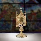 Church Brass Ornate Cross Standing Reliquary With 3 Inch Chamber for Churches