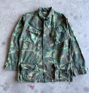 Vintage 60s Vietnam US Military Ripstop Poplin Jungle Slant Pocket Jacket Med L