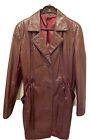 Vintage Etienne Aigner Womens Size 10 Cordovan Leather Trench Coat w/Belt