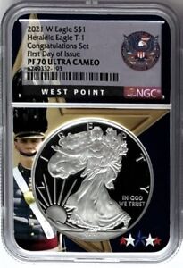 2021 W PROOF SILVER EAGLE T 1 CONGRATULATIONS SET FIRST DAY OF ISSUE NGC PF70