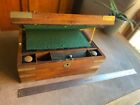 Antique mahogany letter writing box, brass decoration, secret drawer