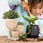 Cute Plants Head Pots Face Planter 3 Flower Pots w/ Drainage Hole for Home Decor
