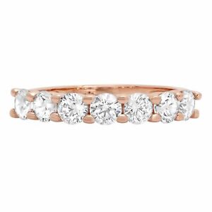 1.05 ct Round Cut Lab Created Diamond Stone 14K Rose Gold Stackable Band