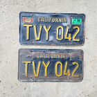 1963 California License Plate Pair Vintage TVY 042 YOM DMV Clear Ford Chevy 1966
