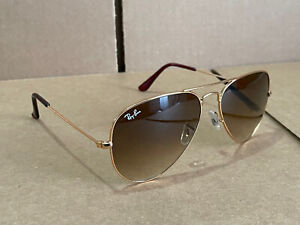 Pre-owned Ray-Ban RB 3025 001/51 Aviator Sunglasses Gold/Brown Gradient Size58mm