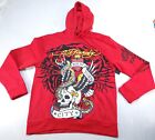 Ed Hardy Hoodie Pullover Mens XL New York Skull Snake Eagle Tiger Red NWT