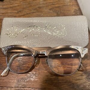 1950’s Rosi Fancy Copper Color Women’s Cats Eye Glasses + Original Leather Case