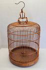 Vintage Round Carved Bamboo Wood Bird Cage Hang Tabletop Ornate Asia Chinese 23