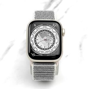 Apple Watch Series 8 45mm Starlight Aluminum with Silver Nylon Loop GPS