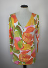 CAbi Women Medium Faux Wrap Tulip 3/4 Sleeve Ruche Top Floral Spring Style 579