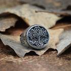 Mens Stainless Steel Celtic Tree of Life Band Ring Black Silver Size 7-15 Gift