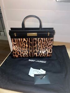 Saint Laurent Small Manhattan Leopard Calf Hair Tote Bag